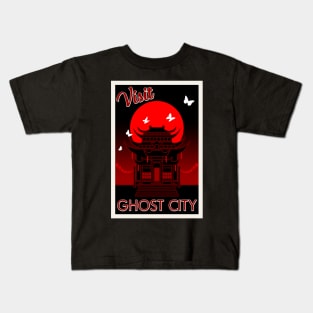 Visit Ghost City retro travel poster Kids T-Shirt